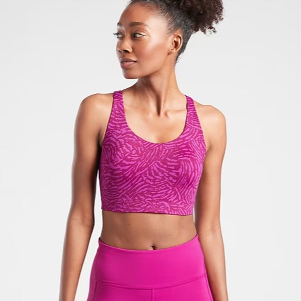 Athleta Advance Printed Bra Fiji Magnolia Purple Size 32DD